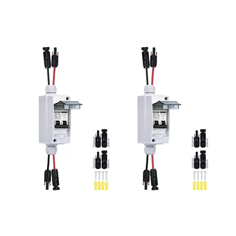

2X 30 Amp 12V-400V DC Disconnect Switch Miniature Circuit Breaker With Distribution Box For Solar Panels Plug-And-Play-AA26