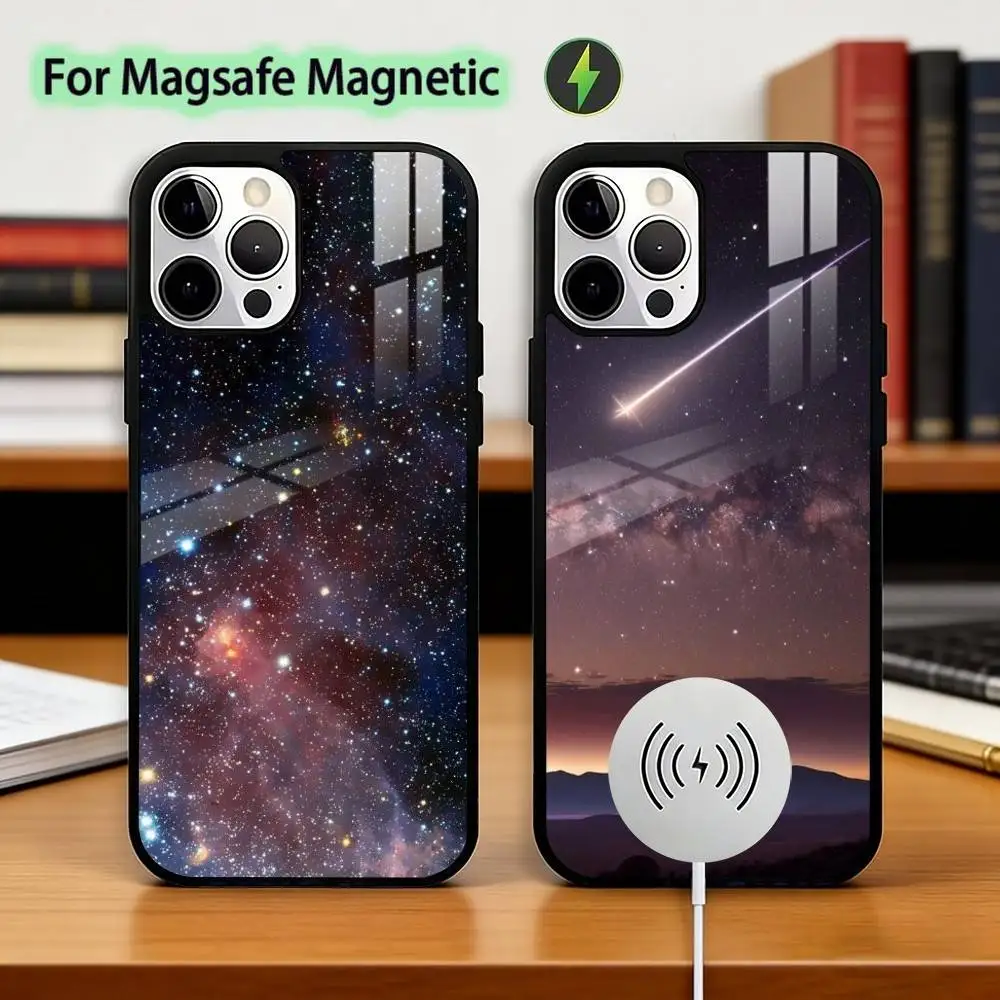 Space For Galaxy U-Universe Phone Case For iPhone17,16,15,14,13,12,11 Plus,Pro Magnetic For Magsafe Wireless Charging