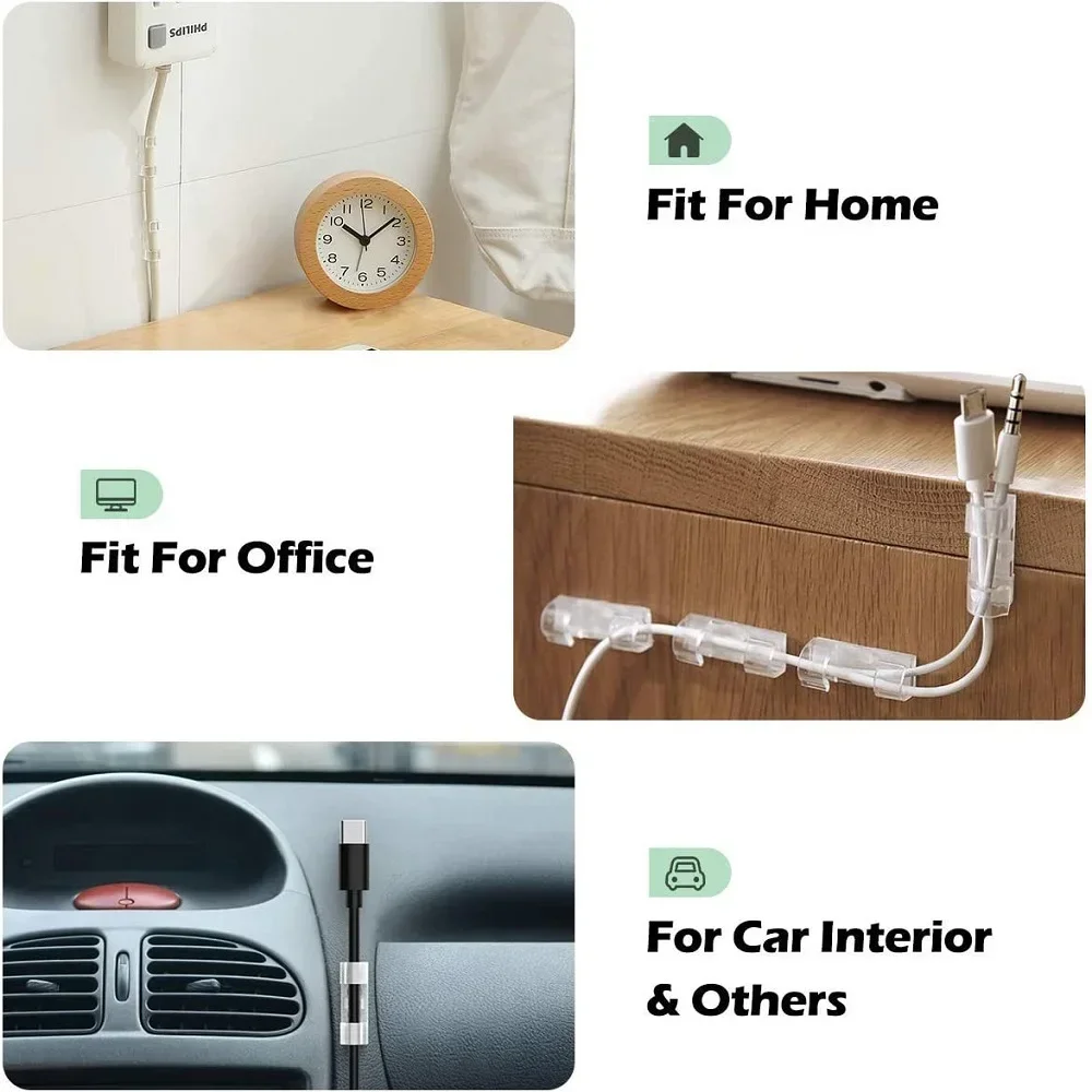 Cable Organizer Wall Desktop Self-Adhesive Wire Winder USB Charging Data Line Manager Cord Holder in Car GPS Devices Cable Clamp