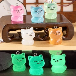 10Pcs Cartoon Cute Luminous Cat Charms Resin 3D Animals Pendants for Jewelry Making DIY Earrings Keychains Crafts Findings
