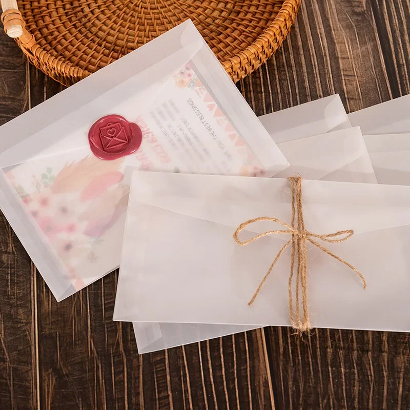 Envelopes translúcidos para convite de casamento, estilo europeu, papel ácido sulfúrico, saco de armazenamento empresarial, 50 pcs/lote