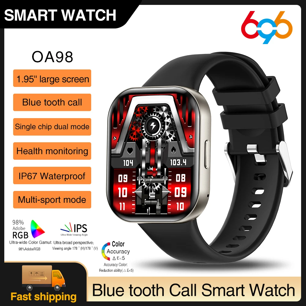 

2024 New 1.95" Men Blue Tooth Call Smart Watch Sports Fitness Heart Rate Bracelet Waterproof Music Play Women Fashion Smartwatch