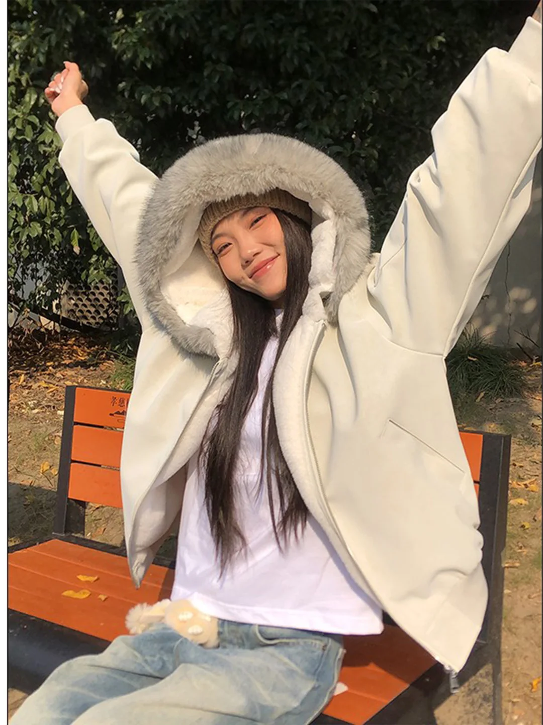 

Мужская зимняя куртка с отстегивающимся меховым воротником и капюшоном, из высококачественной кожи с узором «Личи», утепленная хлопком, Mountain Eagle