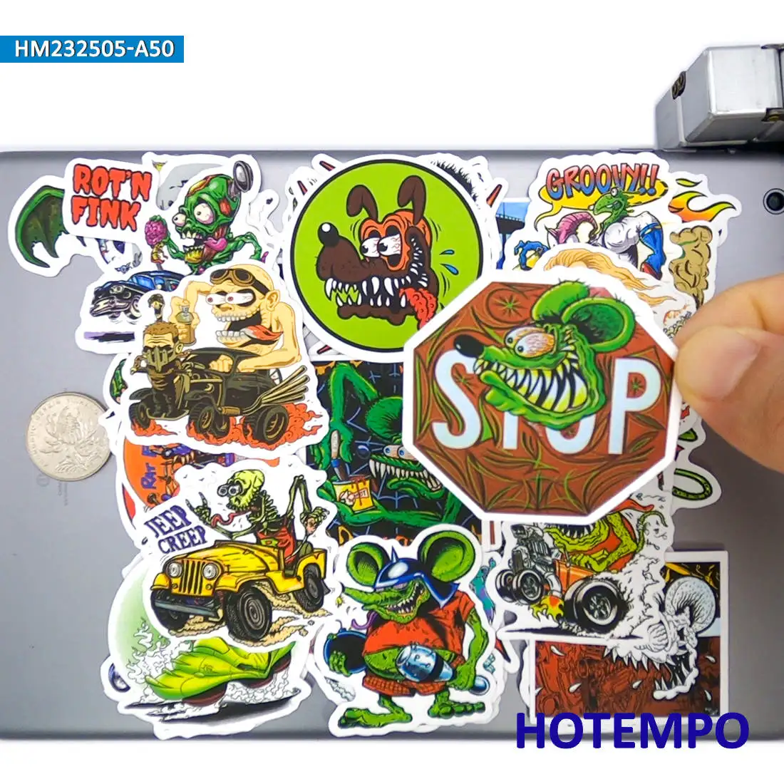 20/30/50Pieces Gothic Style Funny Green Mouse Fink Rat Stickers for Skateboard Motorcycle Car Bike Luggage Phone Laptop Sticker