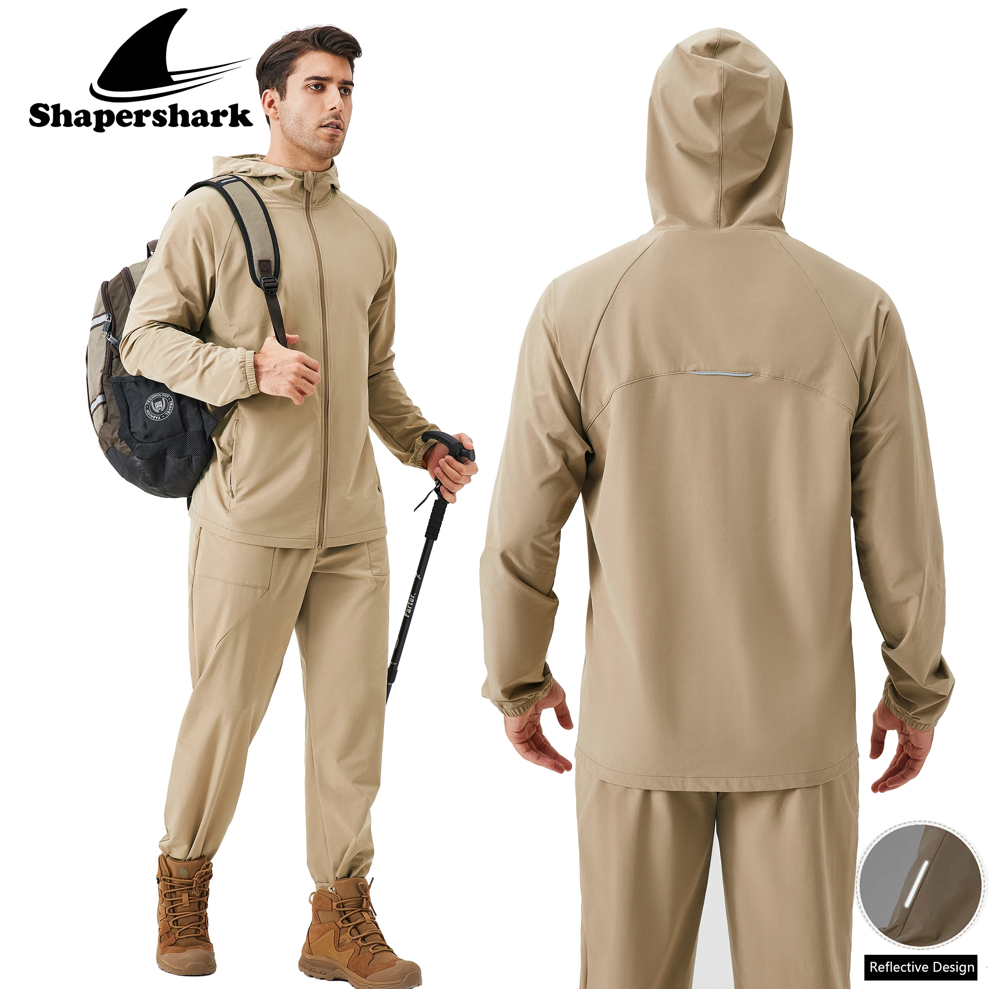 

Men's Athletic Set Fall/Winter Zipper Windproof Hooded Sweatshirt Outdoor Loose-Fit Casual Running Fitness Jacket Solid Color