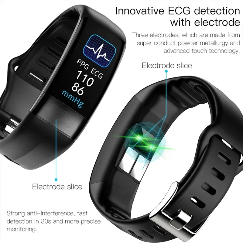 P11 Bracelet ECG+HRV ECG Monitoring Blood Pressure Exercise Pacemaker IP67 Waterproof USB Intelligent Health Monitoring