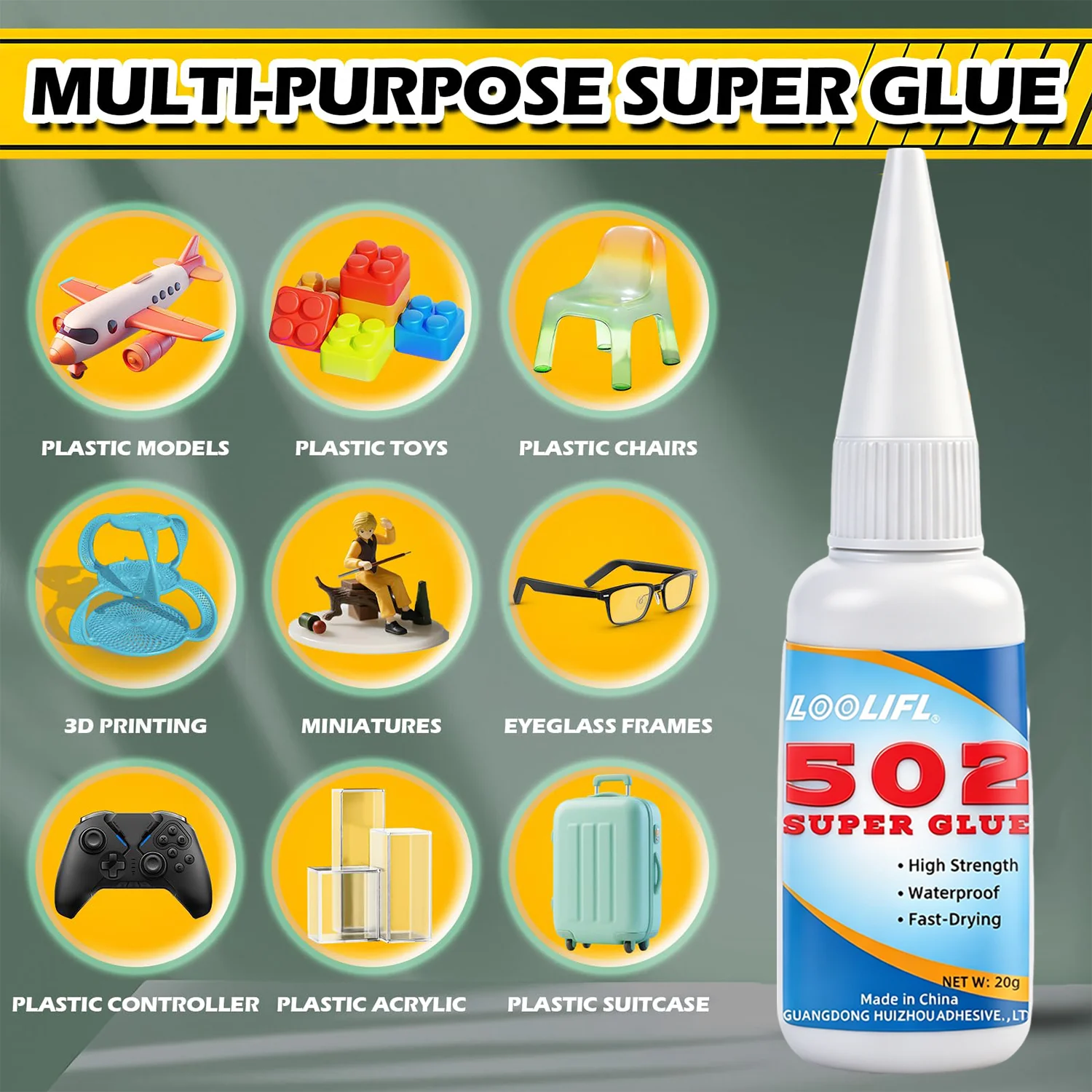 LOOLIFL502 Super Glue Extra Strong Universal Quick-Drying Instant Cyanoacrylate Adhesive for Glass Wood Metal DIY Clear Repair T view 4
