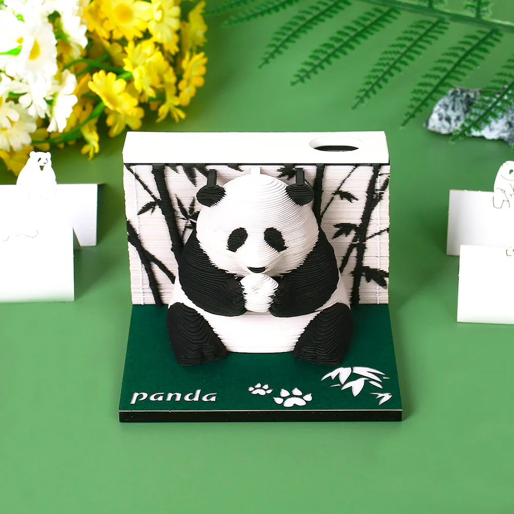 

Omoshiroi Block 3D Notepad Mini Panda 3D Memo Pads Paper Art 217Sheets Note Paper Kawaii Sticky Notes Artistic Note Kids Gifts