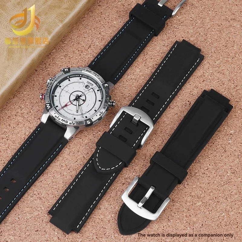 For TIMEX Tide Waterproof Sports Silicone Rubber Watch Strap Men  Women T2N721 T2N720 T2N738 24x16mm Raised Mouth Watchband