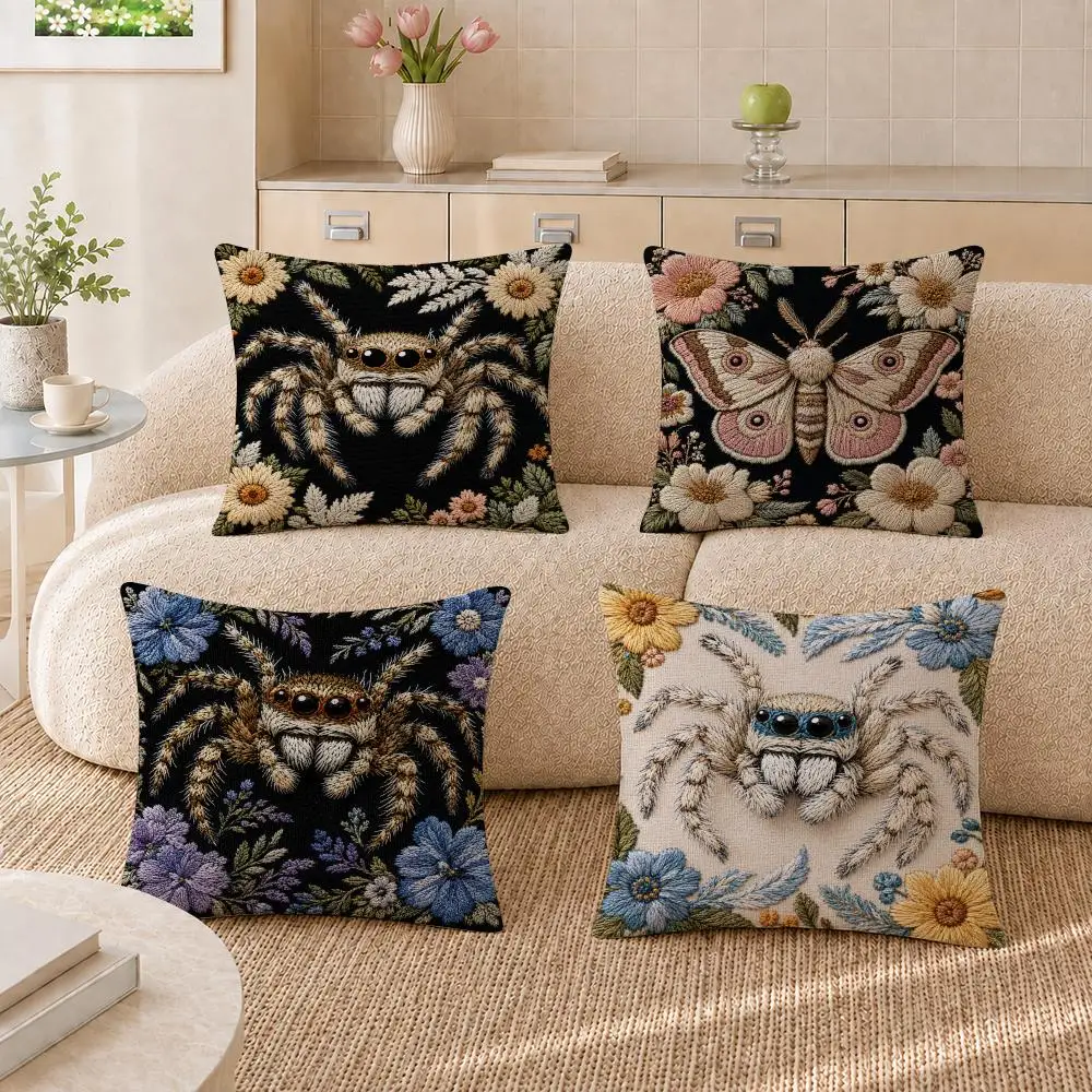 Gothic Spider Moth Decor Cushion Cover Pillowcase Sofa Living Room Home Gift Office Decor Protective Covers