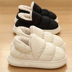 Invierno cálido grueso peludo mujeres botines interior zapatillas de felpa señoras hombres fuera del hogar zapatos de algodón