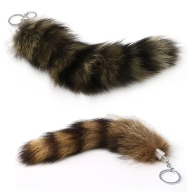 1pcs Raccoon Coat Tails Key Ring Chain Keyring Keychain Gift