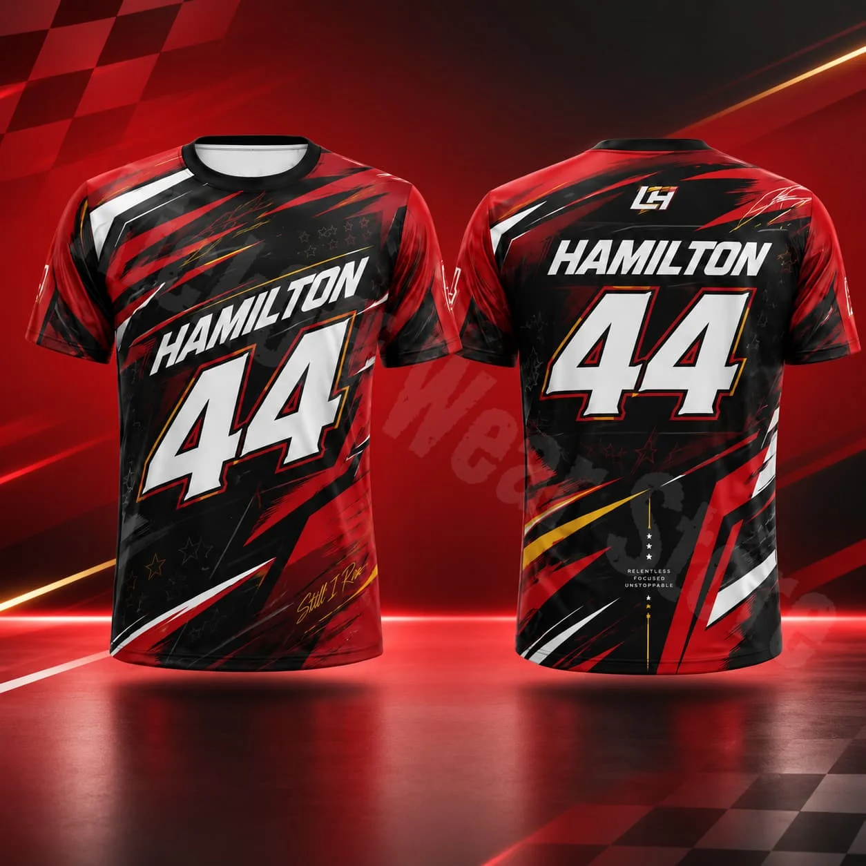 Hamilton 44 Herren-T-Shirt, Sommer-Rennsport-Design, Grafik-T-Shirt, Streetwear, Freizeitshirt, Motorsport-Fanartikel, Unisex, für Männer und Frauen, Geschenk. – Detail 6