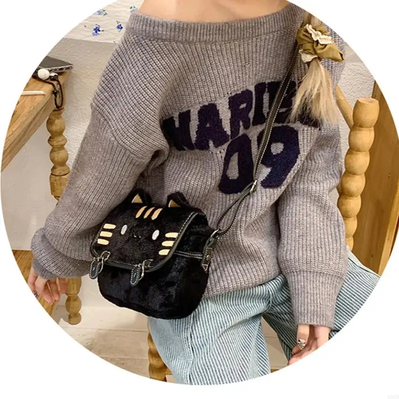 

X90D Womens Bag Trendy Shoulder Bag Handbag Cartoon Bag Plush Cats Crossbody Bag