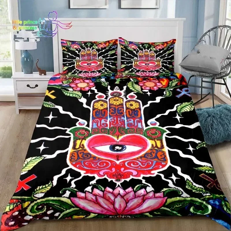 

Комплект постельного белья Hamsa Hand Bohemia Single Twin Full Queen King Size, комплект постельного белья для взрослых и детей, спальня Fatima, ручное постельное белье Lucky Hand