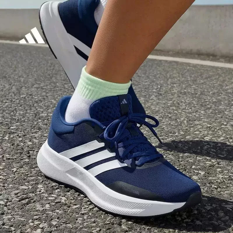 Adidas Navy Blue Three Stripes Breathable Mesh Lightweight Cushioning Running Sneakers JR5851
