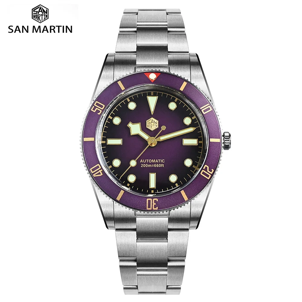 Reloj de pulsera San Martin de 37mm en varios colores BB54 ST2130, Reloj de buceo vintage para hombre, cierre OTF, BGW-X1 Lume 20ATM, Reloj Hombre SN0138GB