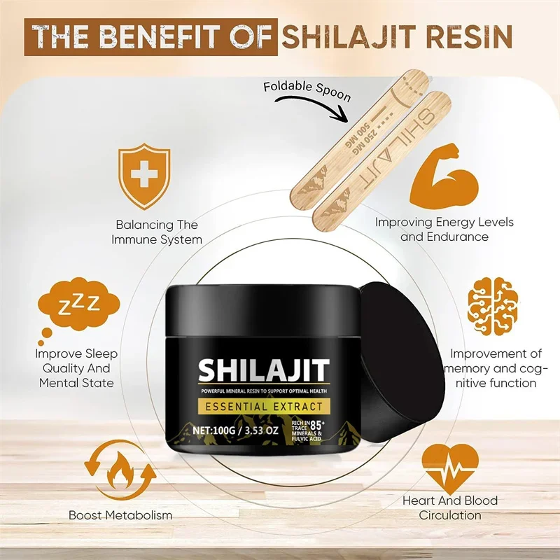 Минеральные добавки Shilajit из чистой смолы, 1000 мг, Гималайская оригинальная с 85 + следами минералов, фульвовая кислота для красоты и здоровья,