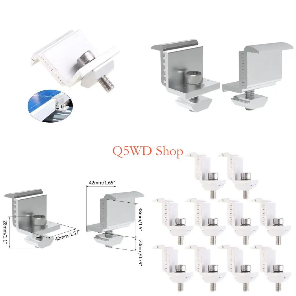 

Q5WD 10pcs Солнечные панели монтажных зажидок 39 мм боковой давление Солнечные фотоэлектрические крепления