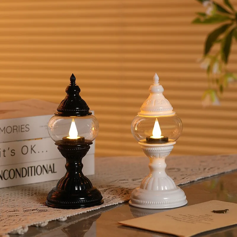 Handmade DIY Creative Retro Table Lamp Exotic Turkish Style Atmosphere Wind Lamp LED Mosaic Self-defense reflective flashlight