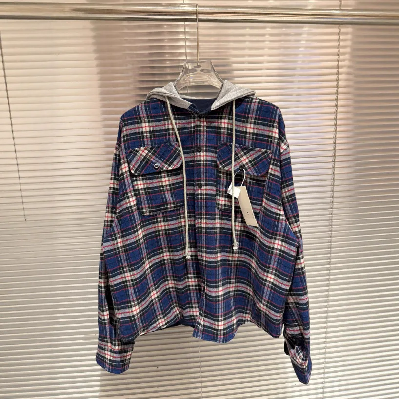 프로젝트 G/R Grailz 2026 새로운 스타일 리버시블 하이 스트리트 체크 무늬 후드 셔츠 재킷 캐주얼 유니섹스 패션