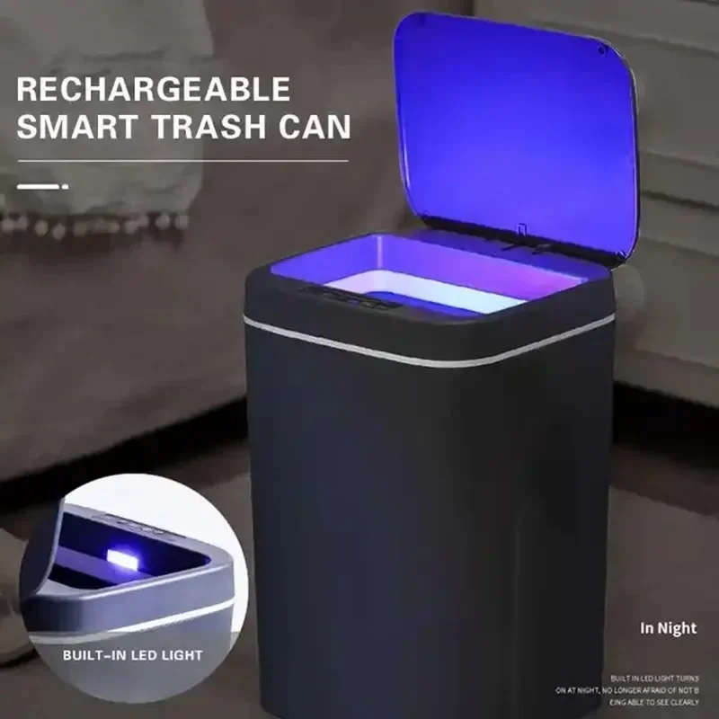 Pattumiera con sensore automatico da 14 litri pattumiera elettrica senza contatto Smart Bin cucina bagno secchio impermeabile con coperchio cestino