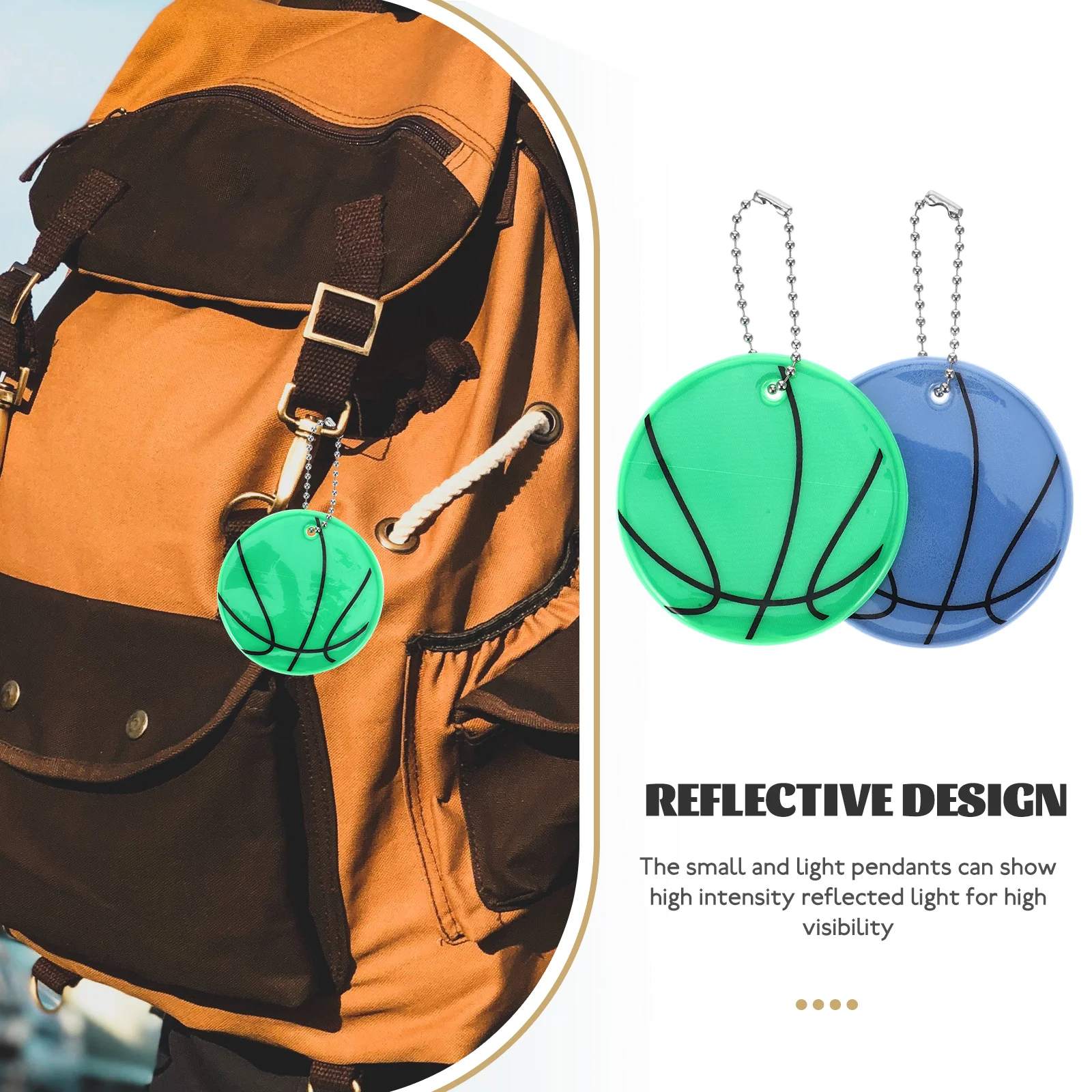 

6 Pcs Reflective Pendant Keychain Backpack Basketball Safety Decoration Pvc Lattice