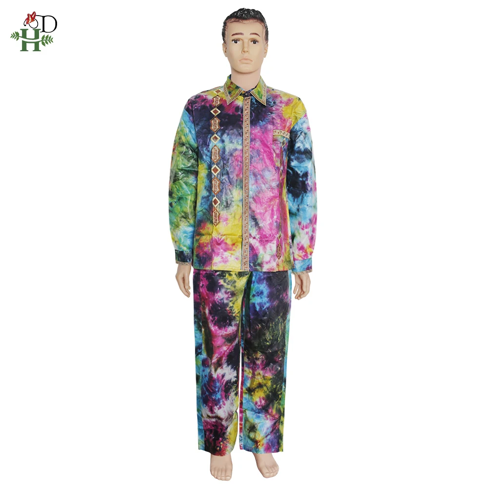 

H&M African Clothes for Men Traditional African Dashiki Men Shirt with Pants Embroidery shirt Pants Set bazin riche Clothes