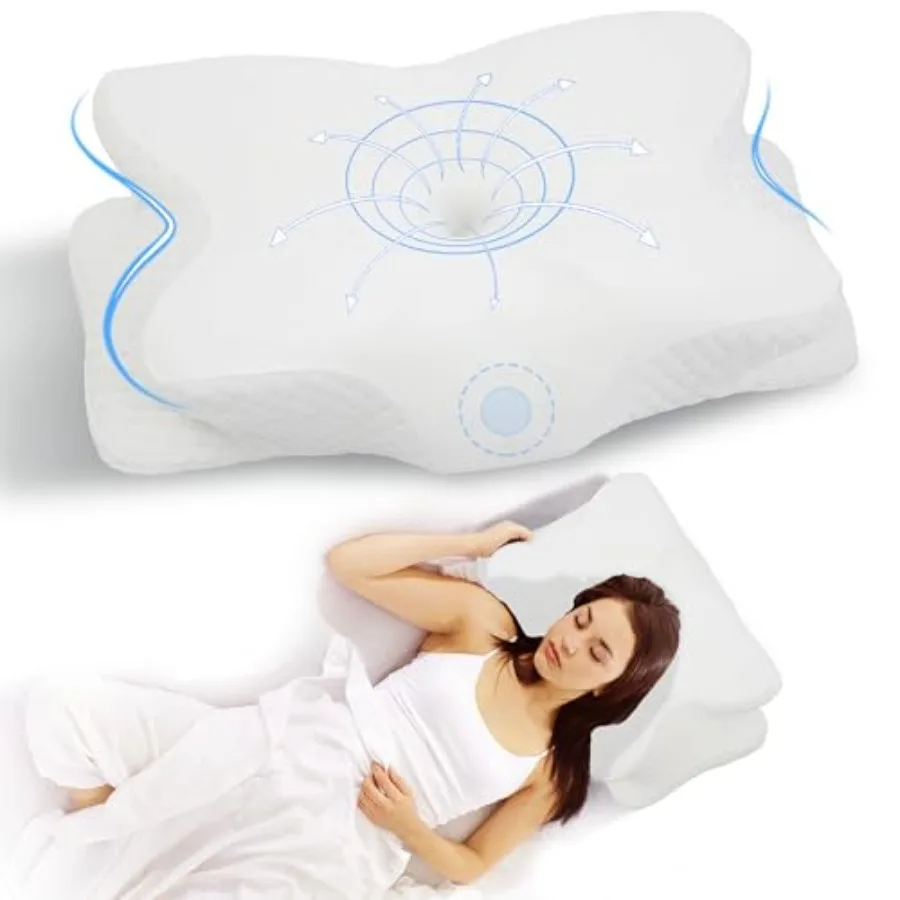 

Ортопедическая подушка для шеи из пены с эффектом памяти для снятия боли, эргономичная подушка для сна с поддержкой шеи, в комплекте с наволочкой