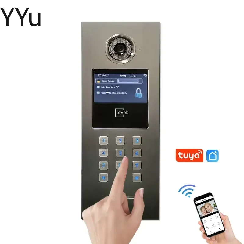 for Tuya Smart WiFi Video Door Phone Intercom System IP TCP Multi Apartment Building Entry Security Camera Monitor Kit