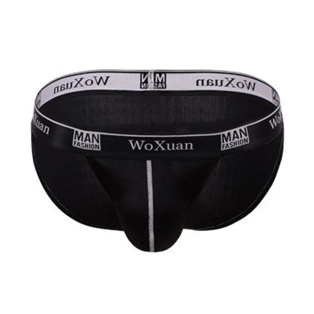 Men Briefs Sexy Big Pouch U Convex Thong Middle Waist Hip Lift Underwear Solid Hight Cut Panties Seduction Erotic Underpants