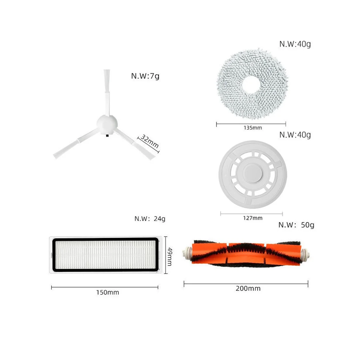 Kit de accesorios para S10 / S10 Pro Pieza de repuesto robótica Filtro de cepillo lateral principal Soporte de paño de fregona Bolsa de polvo-ABLM