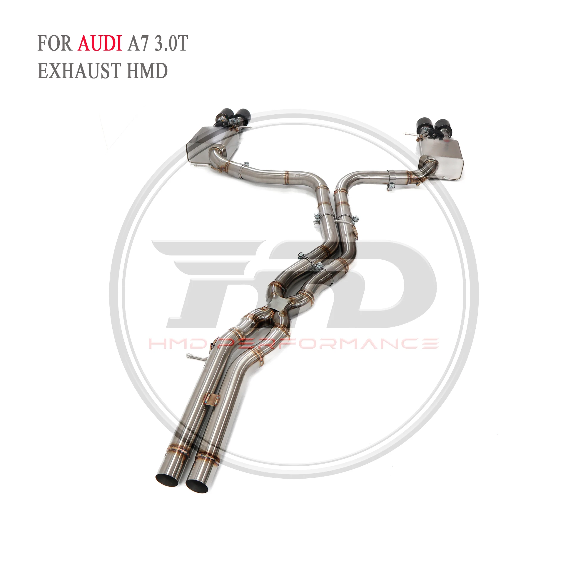 HMD Stainless Steel Exhaust System Performance Catback For Audi A6 C7 V6 2.8L FSI 2015-2019 Car Valve Muffler