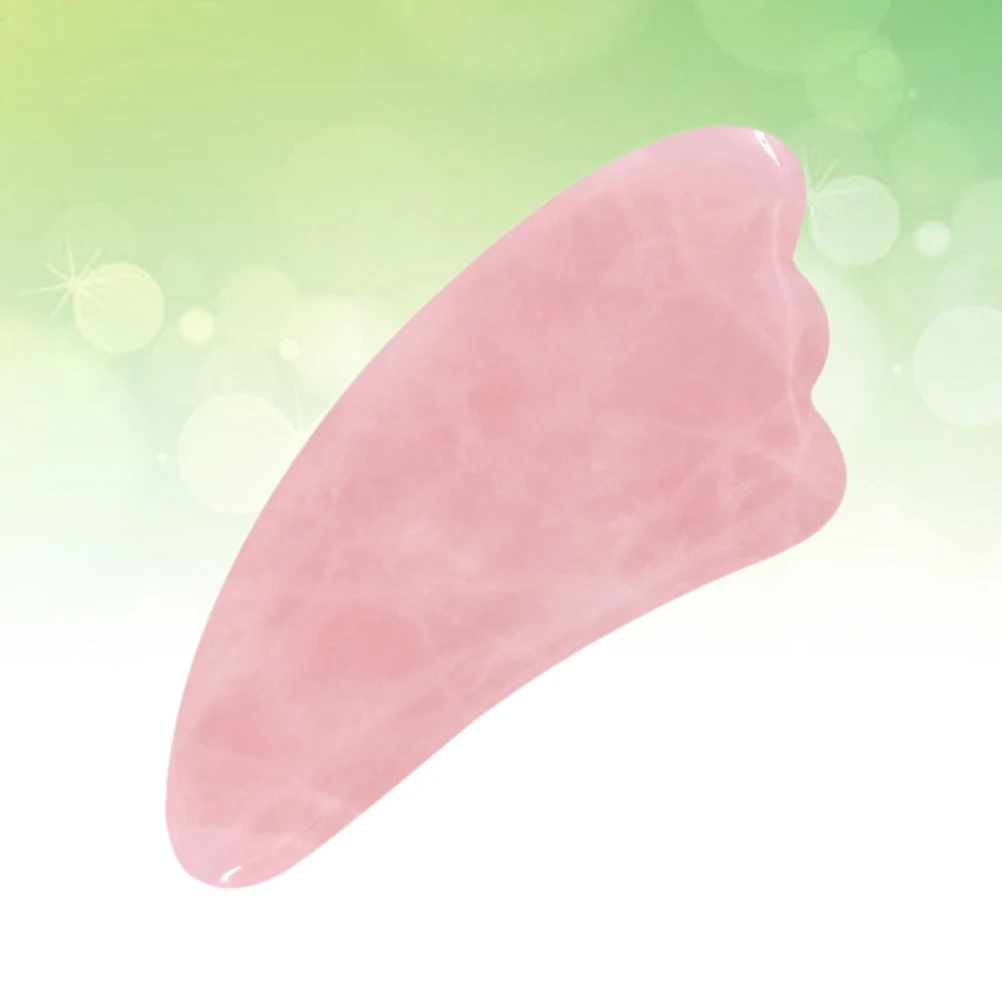 Natural Crystal Jade Scraping Massager Piece Pink Shape for Face Eye Neck Relaxation Healing