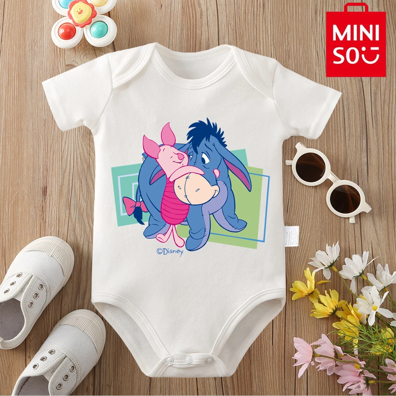 

MINISO Piglet/Eeyore 100% Cotton Bodysuit Soft Baby Cloths Best Gift for Baby Onesie Jumpsuit for 0 To 12 Months Cute Newborn