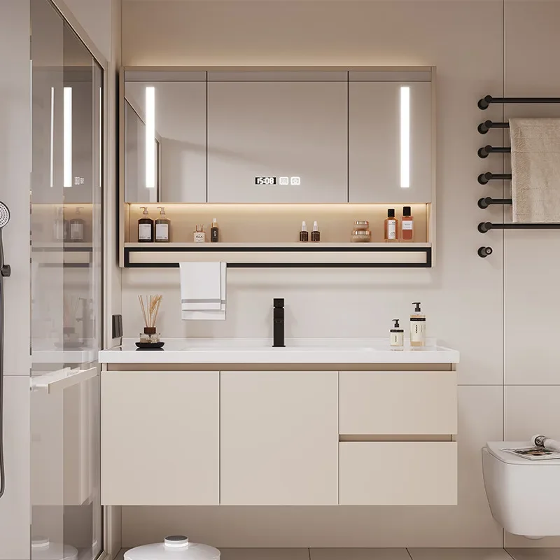# Glass Installation Bathroom Cabinet Design Minimalist Living Room Wood Bathroom Cabinet Narrow Space Saving Armoire Furniture