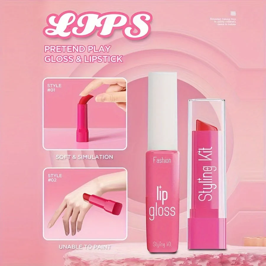 Juego de juguetes de maquillaje para niños, caja de maquillaje de belleza simulada, sin manchas, sin líquido, juego no tóxico de 10 piezas (maquillaje no Real)