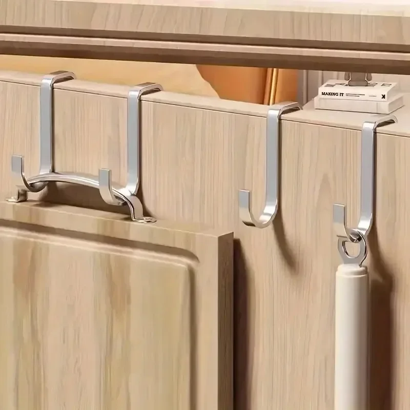 Stainless Steel Double S-Shaped Hook Non-Punching Strong Load-Bearing Door Rear Multi-Functional Cabinet Door Storage Hanger