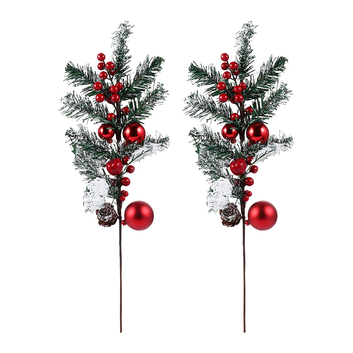 

2Pcs Christmas Pine Tree Branch Picks Realistic Artificial Pine Cones Christmas Decoration Holiday Party Home DIY Ornament