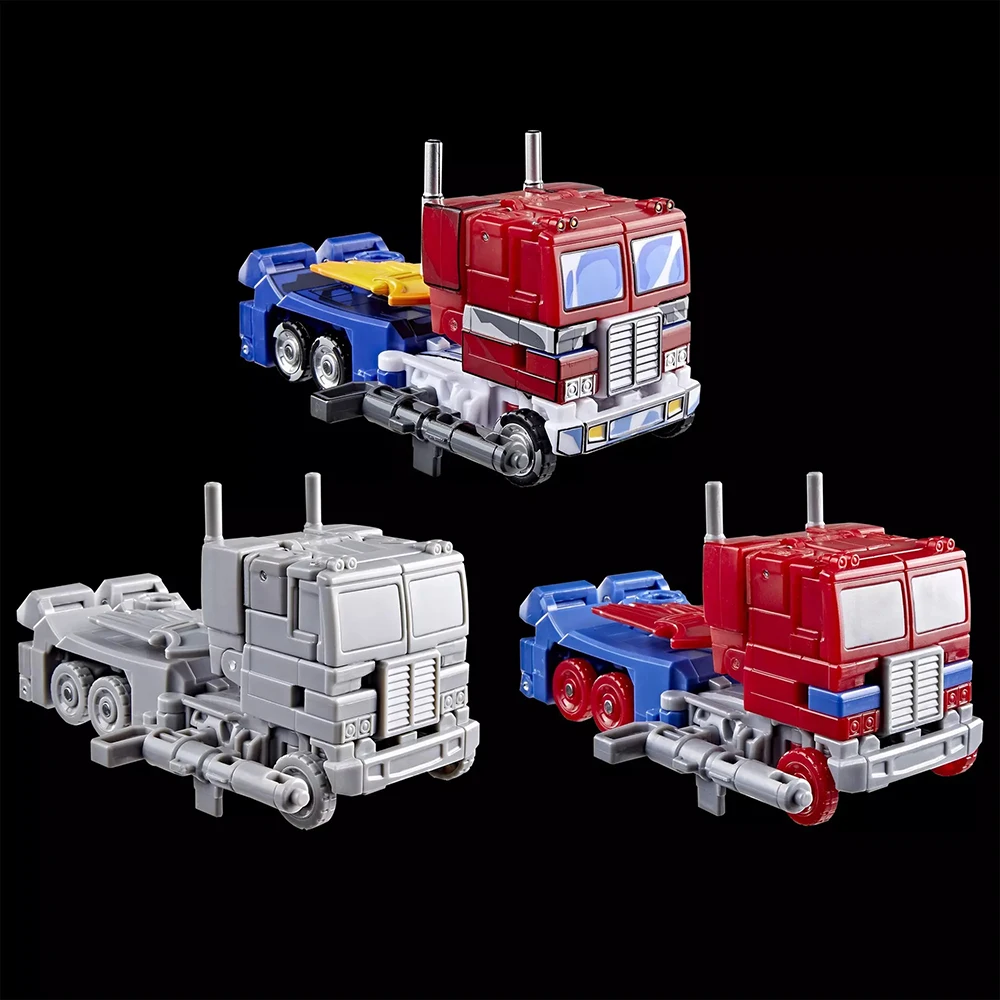 Faretto originale Hasbro Transformers Optimus Prime (modello grigio, prototipo e produzione) Confezione da 3 giocattoli di classe Deluxe da 11,5 cm