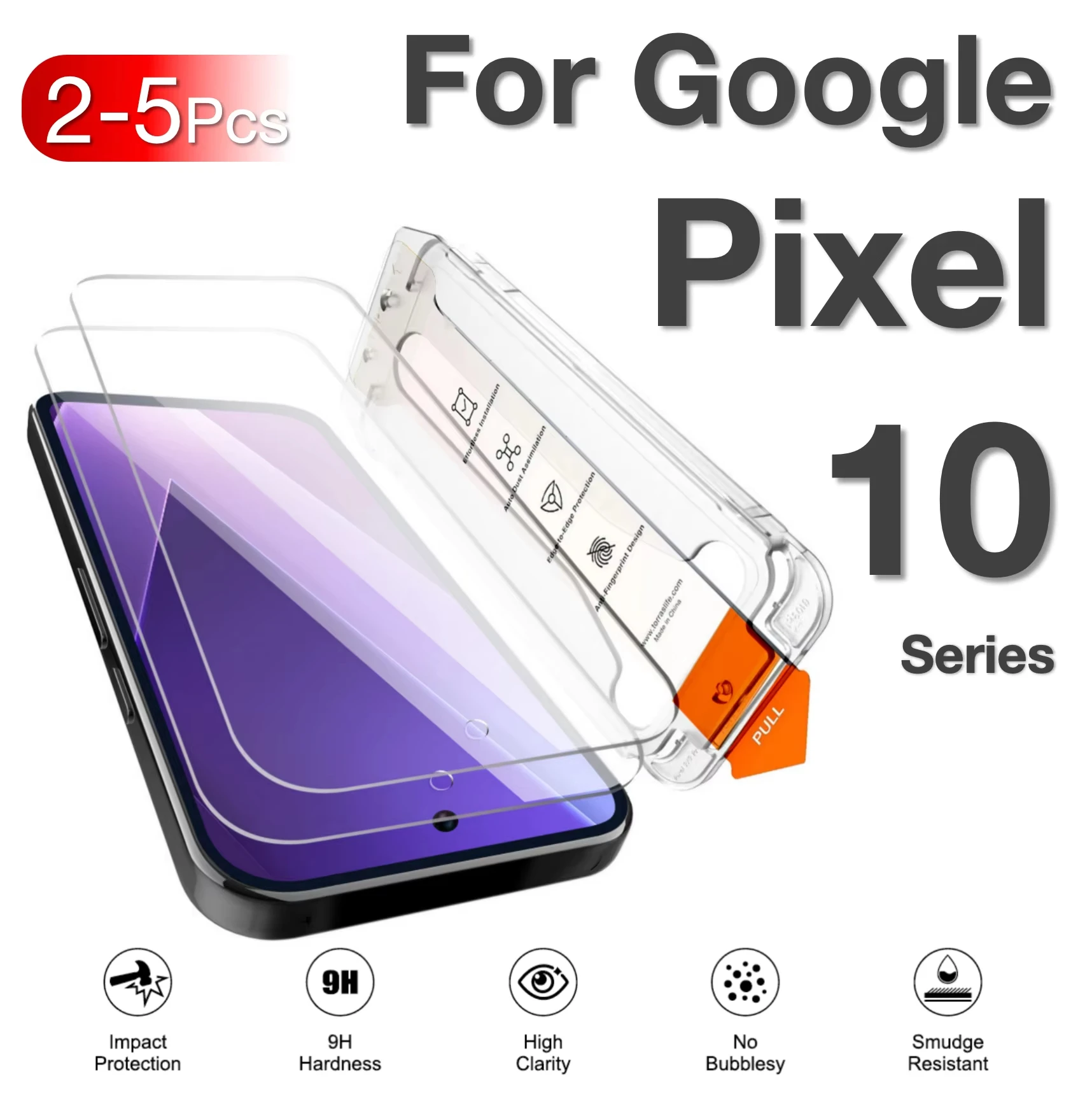 2-5Pcs Für Google Pixel 9A 8A 7A 6A Staub Kostenloser Installieren HD Screen Protector Für Google Pixel 10 9 Pro XL 8 7 Gehärtetem Glas Filme