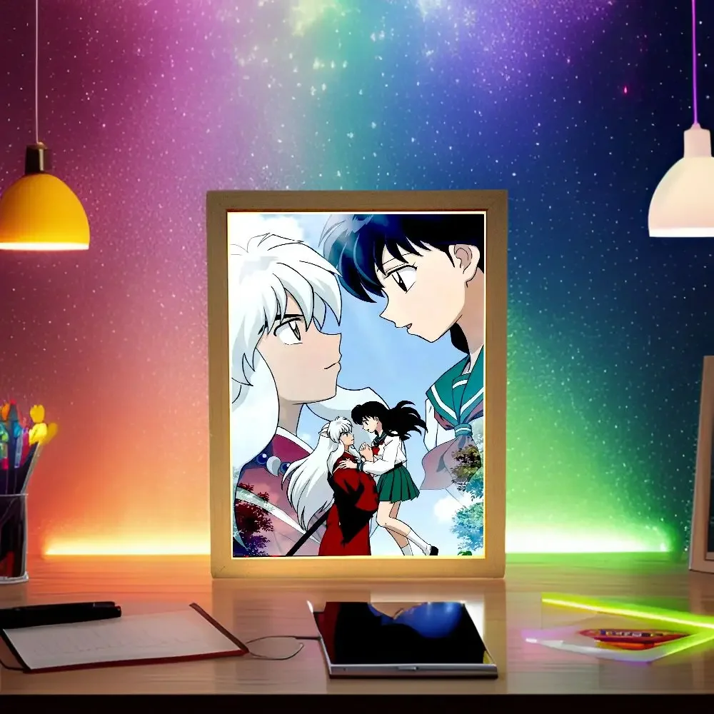 

Anime Figure Light Painting Picture Frame Inuyasha Action Figures Led Table Lamps Wall Decor Room Night Lights Gifts Mood Lamp