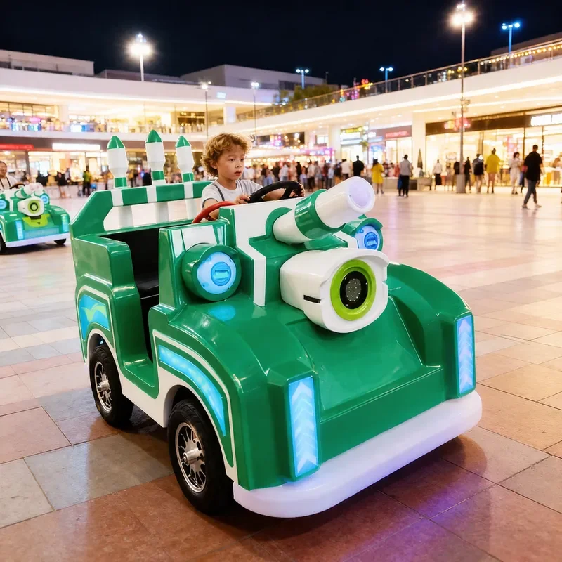 Commercial QR Code Start Amusement Ride Outdoor Square Large Double Fire Truck Battery Bumper Car for Kids and Adults