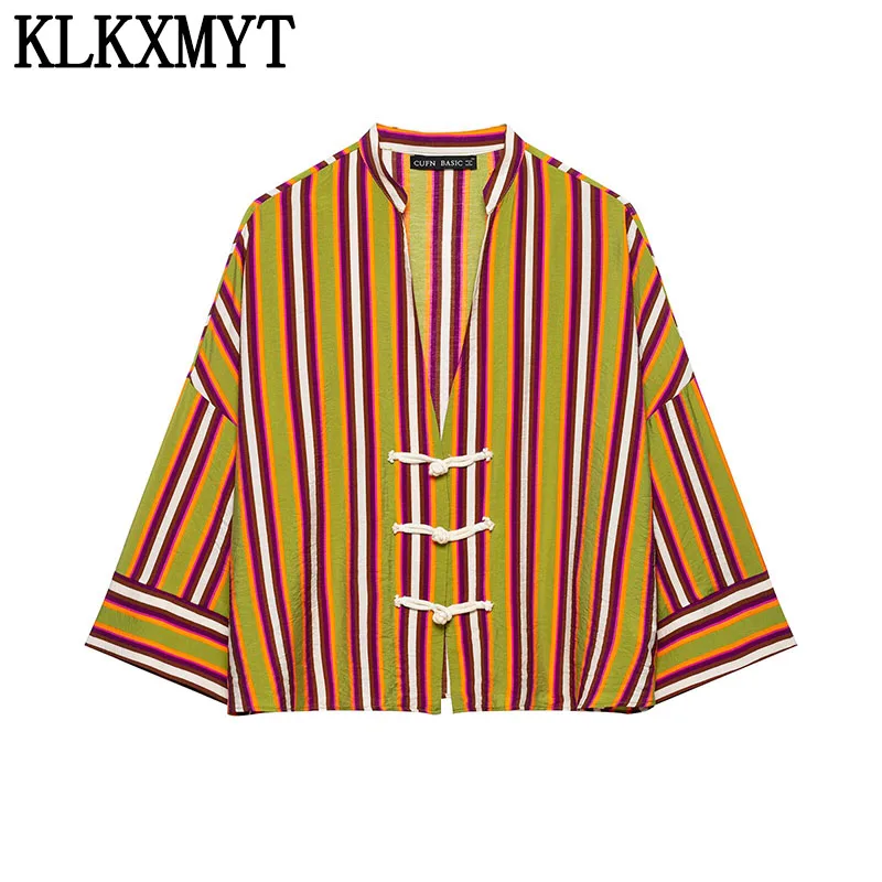 KLKXMYT Damen-Modehemd mit Seilknoten-Schnalle, Sommer-Streifenhemd für Frauen, Lässige Alltags- und Pendler-Bluse, Elegantes Oberteil ﻿