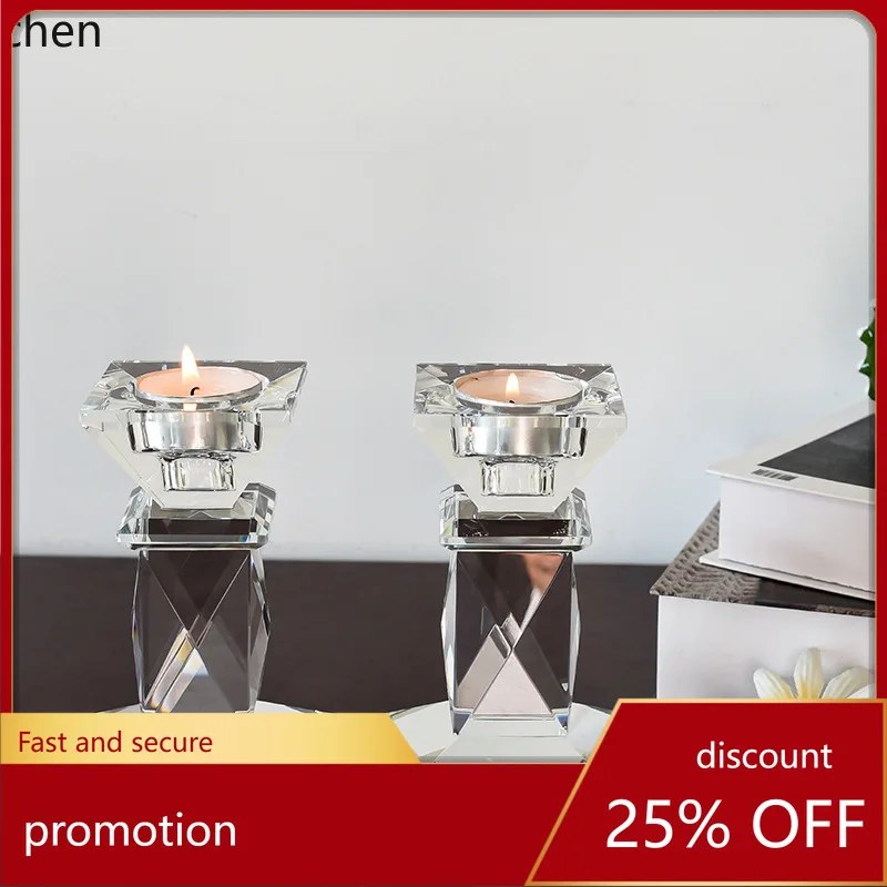 

ZML Simple Crystal Glass Candle Holder Transparent Romantic Wedding Props Table Decoration Ornament Candle Holder