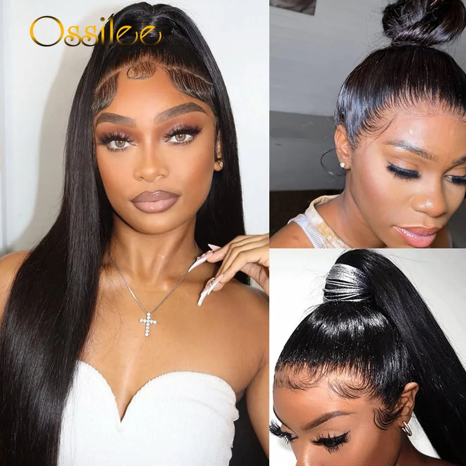 

Hidden Strap 360 Lace Frontal Wigs Human Hair Glueless Wig Transparent Lace Front striaght Wig with Invisible Drawstring Ossilee