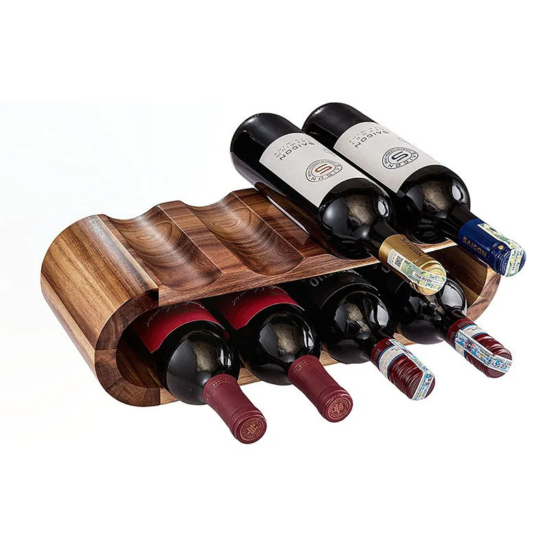 Natural Double Layer Grape Red Wine Bottle Display Rack Holders Organizers Table Tap Decoration for Dining Resting Room Kitchen