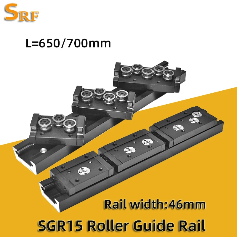 Guía lineal de doble eje integrada, 46mm, SGR15, 650/700mm, deslizamiento de rodillo, bloque SGB15, guía de movimiento, pieza de impresora 3D