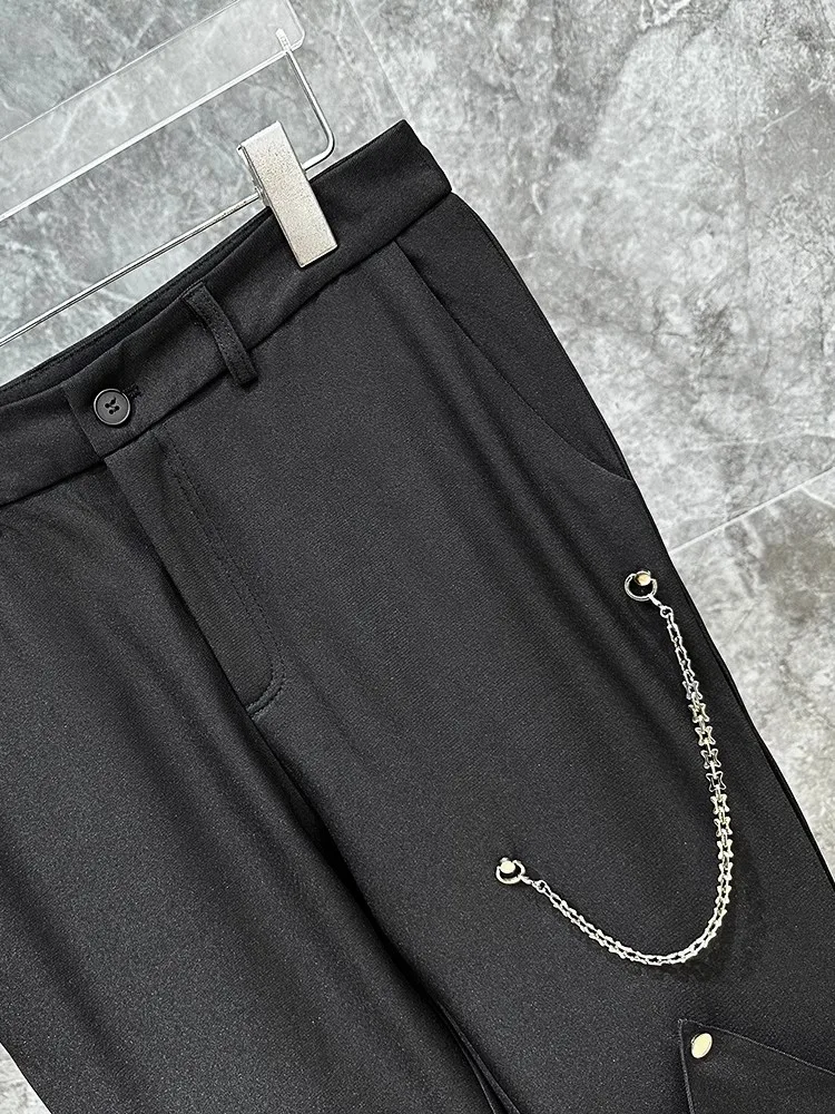 오웬 시크 남성 벨바텀 팬츠 카고 스웨트팬츠 캐주얼 가을 블랙 디자이너 럭셔리 롱 트라우저