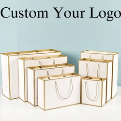 10 Pcs Custom Logo Paper Package Bag Christmas Gifts Bags Wedding Gifts Package Bags Clothes Package Bags Brides Bags